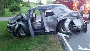 drunk driver crashes 1939 Pontiac 